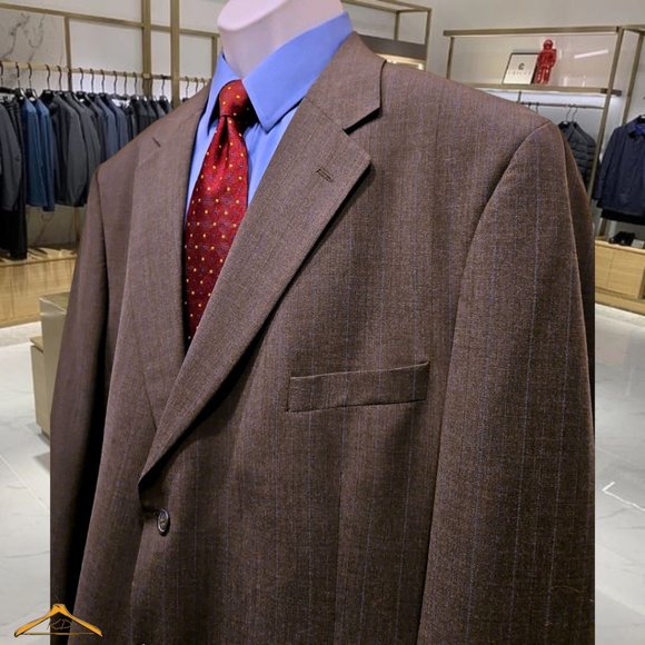 Stafford Washable Wool Suit - 50R/44, Gray w/Blue Pinstripes, NWT - Picture 2 of 14